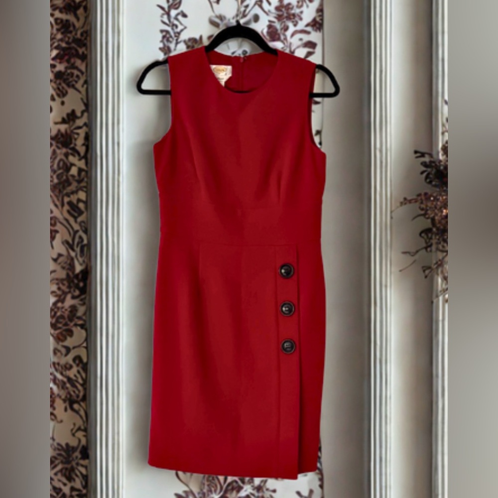 *Barely Worn* Talbots Red Dress with Button Detail